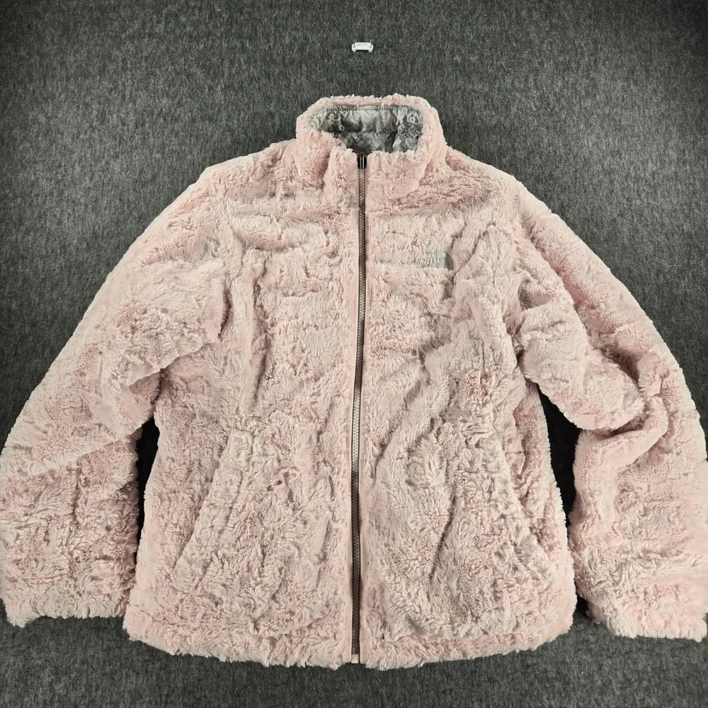 The North Face‎ Girls Reversible Mossbud Swirl Jacket L 14/16 Pink Gray Digital